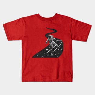 Astronaut Skiing On Funky Milky Way Kids T-Shirt